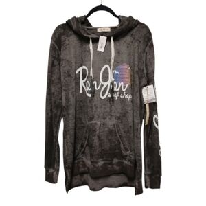 Ron Jon Surf Shop Logo Signature Distressed Graphic Style Hoodie Size XL-NWT